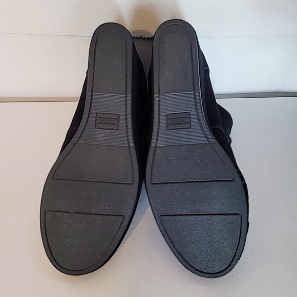 Toms Suede Desert Wedge Lace Up Bootie Black Size W11 - Picture 5 of 10